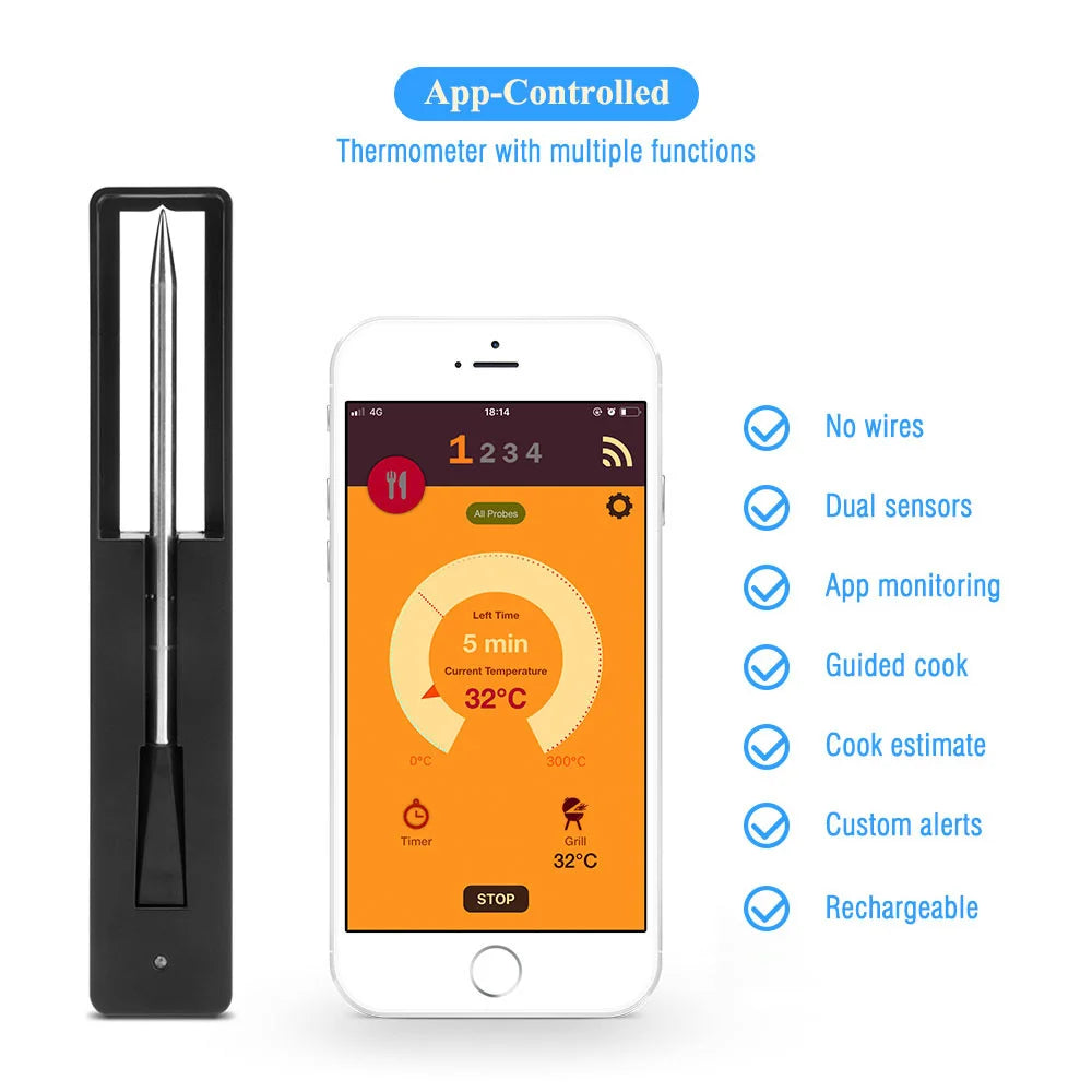 GTL Supply™ Meat Food Thermometer Wireless Digital Bluetooth Barbecue Accessories
